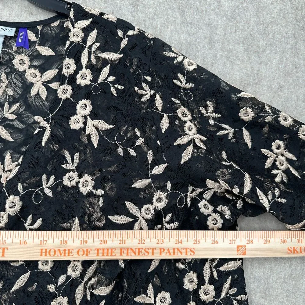 Catherines Cardigan Womens 2XWP Black Ivory Lace Embroidered Boho Cover Up‎ - Picture 8 of 9